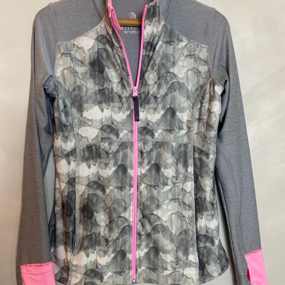 MPG‎ Grey & Pink Marbled Zip Up Workout Jacket Sz M